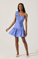One Shoulder Ruffle Mini Dress