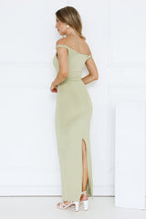 Into My Cart Off Shoulder Maxi Dress Sage
