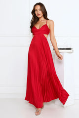 In My Prime Satin Maxi Dress Red