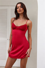 In The Feels Satin Mini Dress Red