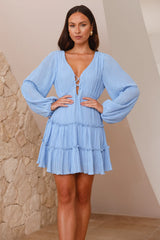 Indira Long Sleeve Mini Dress Blue