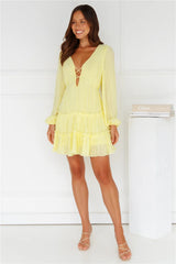 Indira Long Sleeve Mini Dress Yellow