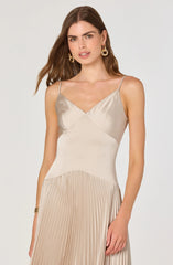 Pleated Drop Waist Maxi Dress