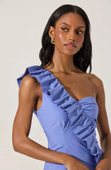 One Shoulder Ruffle Mini Dress