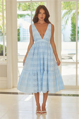 Ibiza Escape Embroidered Midi Dress Blue