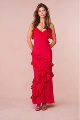 Rialto Silk Chiffon Ruffle Maxi Dress