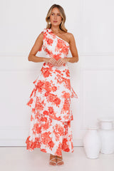 Kehlani One Shoulder Maxi Dress Orange