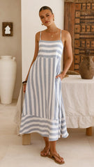 Baylee Midi Dress - Blue Stripe