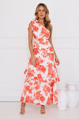 Kehlani One Shoulder Maxi Dress Orange