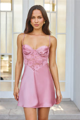 Leilani Satin Mini Dress Pink