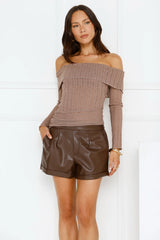 Iconic Moves Faux Leather Shorts Brown