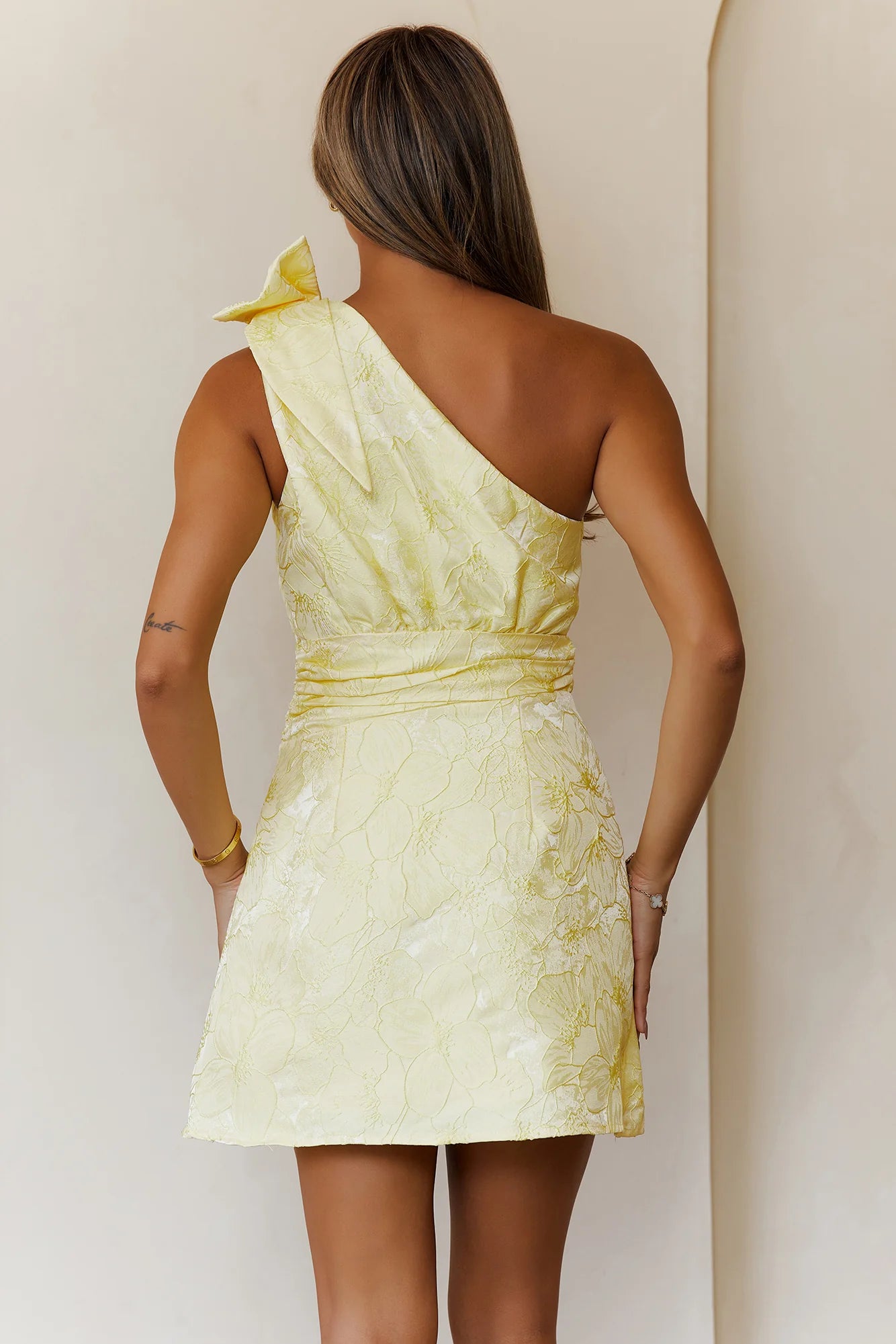It Girl Approved One Shoulder Mini Dress Yellow