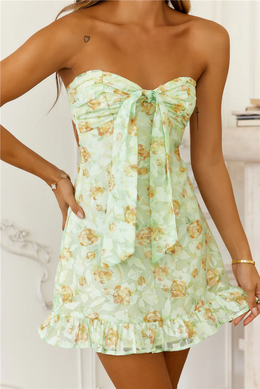 Lemon Lime Strapless Mini Dress Green