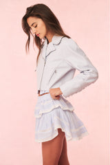 Rheisa Cropped Leather Moto Jacket