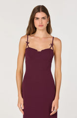 Bow Strap Bustier Midi Dress
