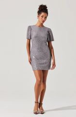Sequin Flutter Sleeve Mini Dress