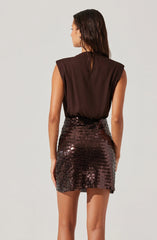 Sequin Mixed Media Mini Dress