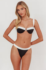 Saskia Contrast Waist Bikini Bottoms Black/Off White