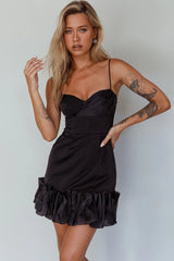 Buona Sera Hem Decoration Mini Dress Black
