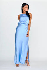 Midnight Hour Side Split Midi Dress Ocean