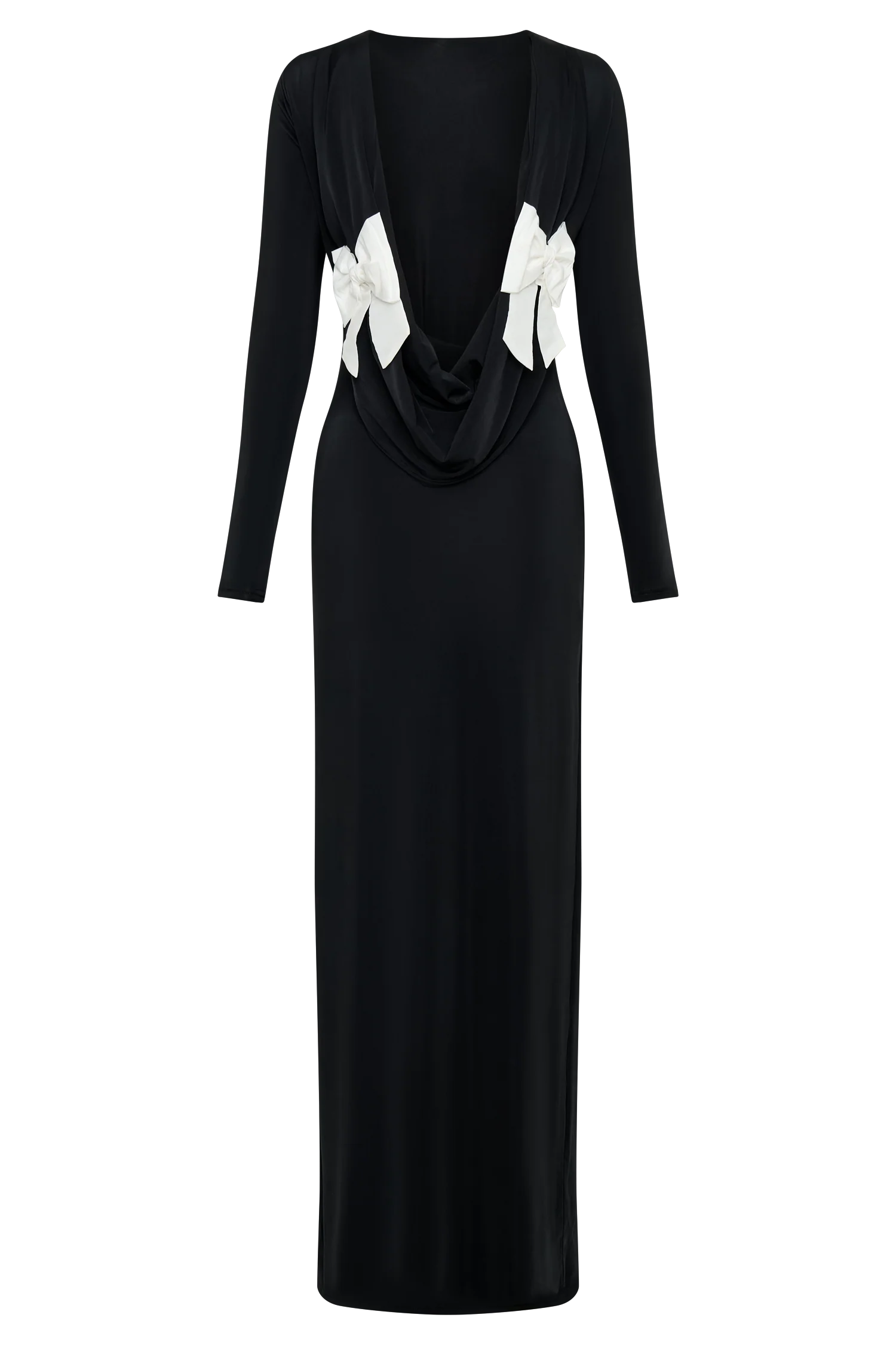 Bennett Slinky Long Sleeve Maxi Dress - Black/White