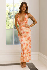 Isle Of Fire Halter Maxi Dress Orange