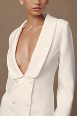 Trinity Crepe Blazer Dress - White