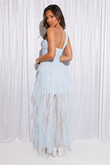 Lavish Style Tulle Maxi Dress Blue