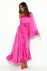 Land Of Beauty One Shoulder Maxi Dress Pink