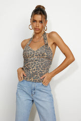 LIONESS Beirut Halter Top  Leopard