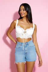 Lace Moment Crop Top White
