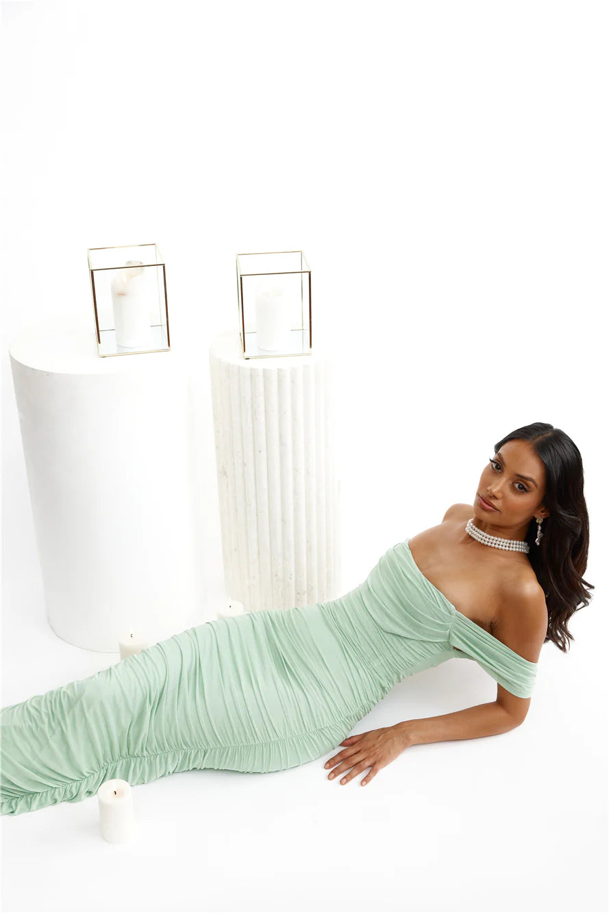 It's Pretty Mesh Maxi Dress Sage