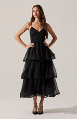 Theiria Pleated Tiered Midi Dress