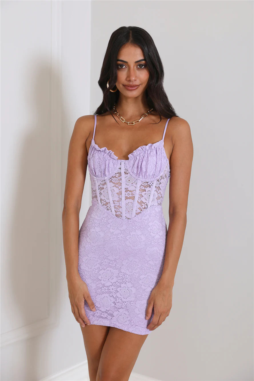 Lacey Looks Mini Dress Lilac