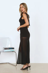 Honey Drizzle Mesh Maxi Dress Black
