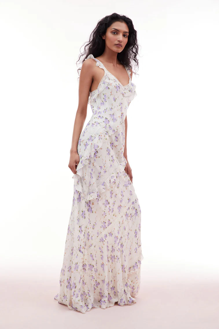 Radiance Chiffon Flutter Sleeve Maxi Dress