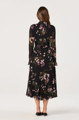 Tie-Neck Ruffled Midi Dress