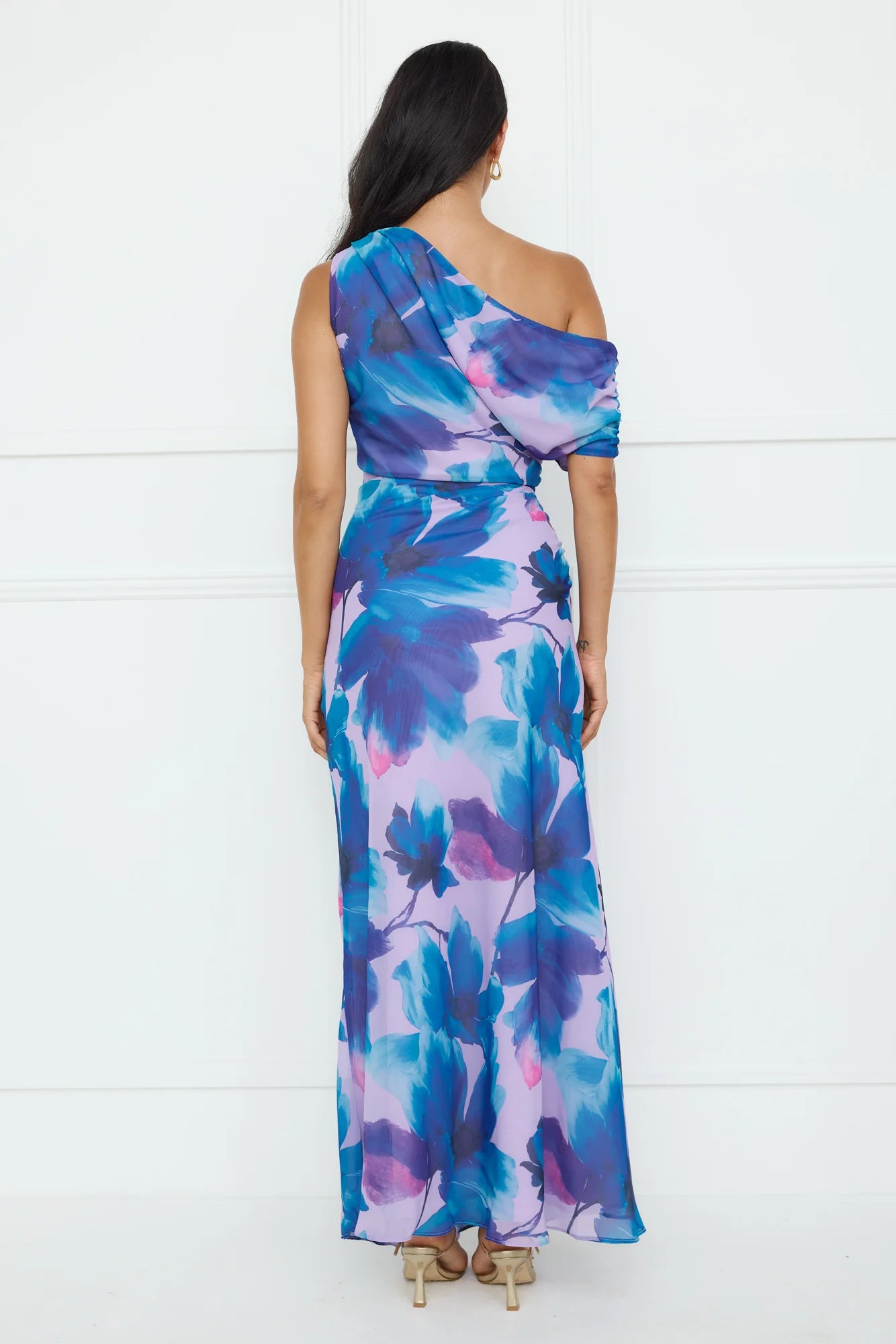 Indigo Light Off Shoulder Maxi Dress Lilac