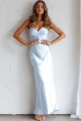 Azara Pintuck Bodice Maxi Dress Steel Blue