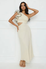 Harbour Dreams One Shoulder Maxi Dress Cream