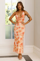 Isle Of Fire Halter Maxi Dress Orange