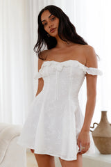 Lasting Impressions Off Shoulder Mini Dress White