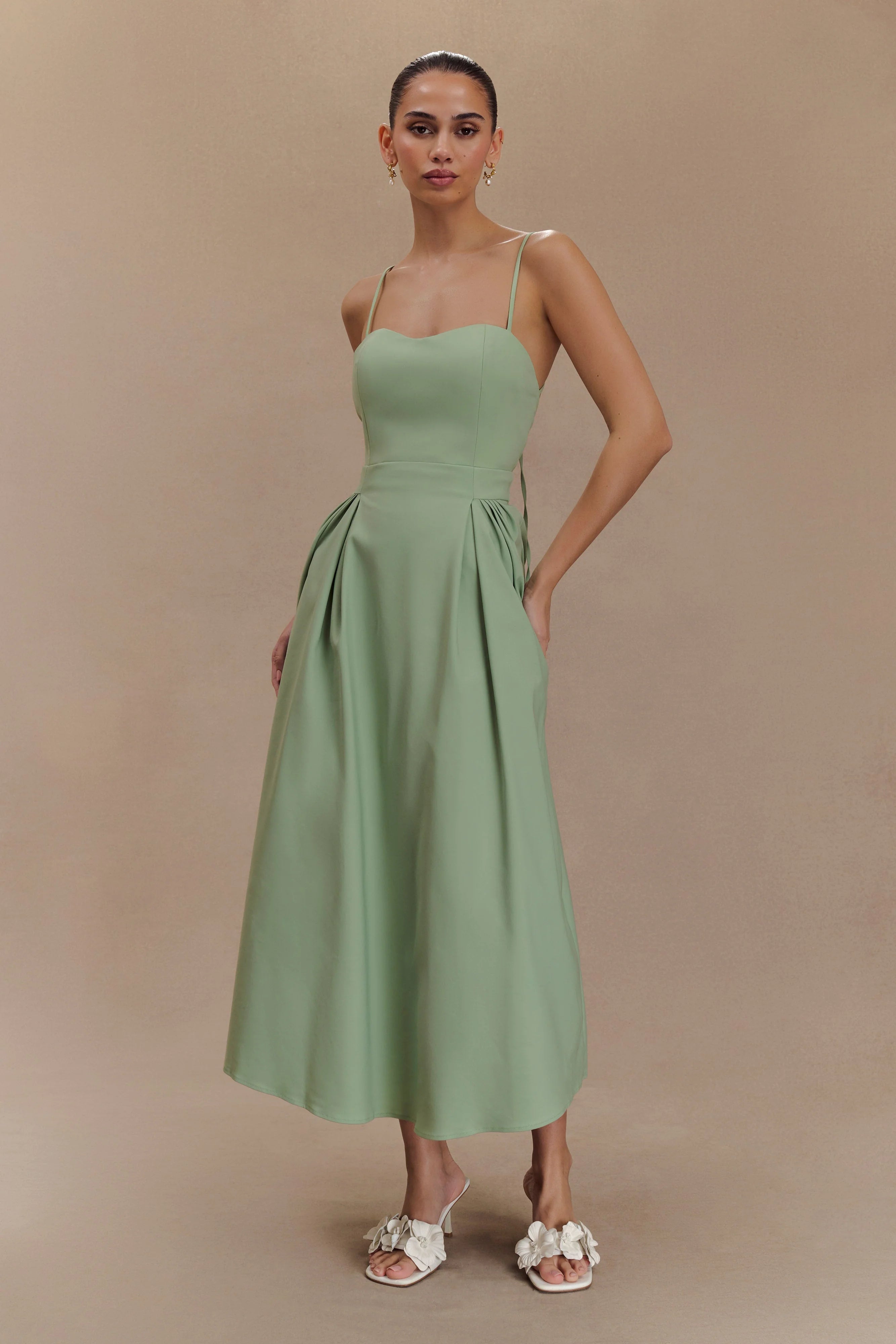 Rebecca Cotton Midi Dress - Basil