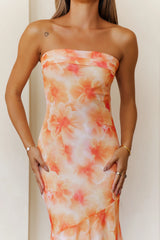 Kissed By Daisies Strapless Maxi Dress Orange
