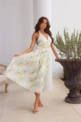 Island Dreamscape Halter Midi Dress Print