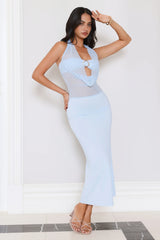 High Key Hottie Halter Maxi Dress Blue