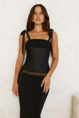 Harriet Loves Satin Top Black