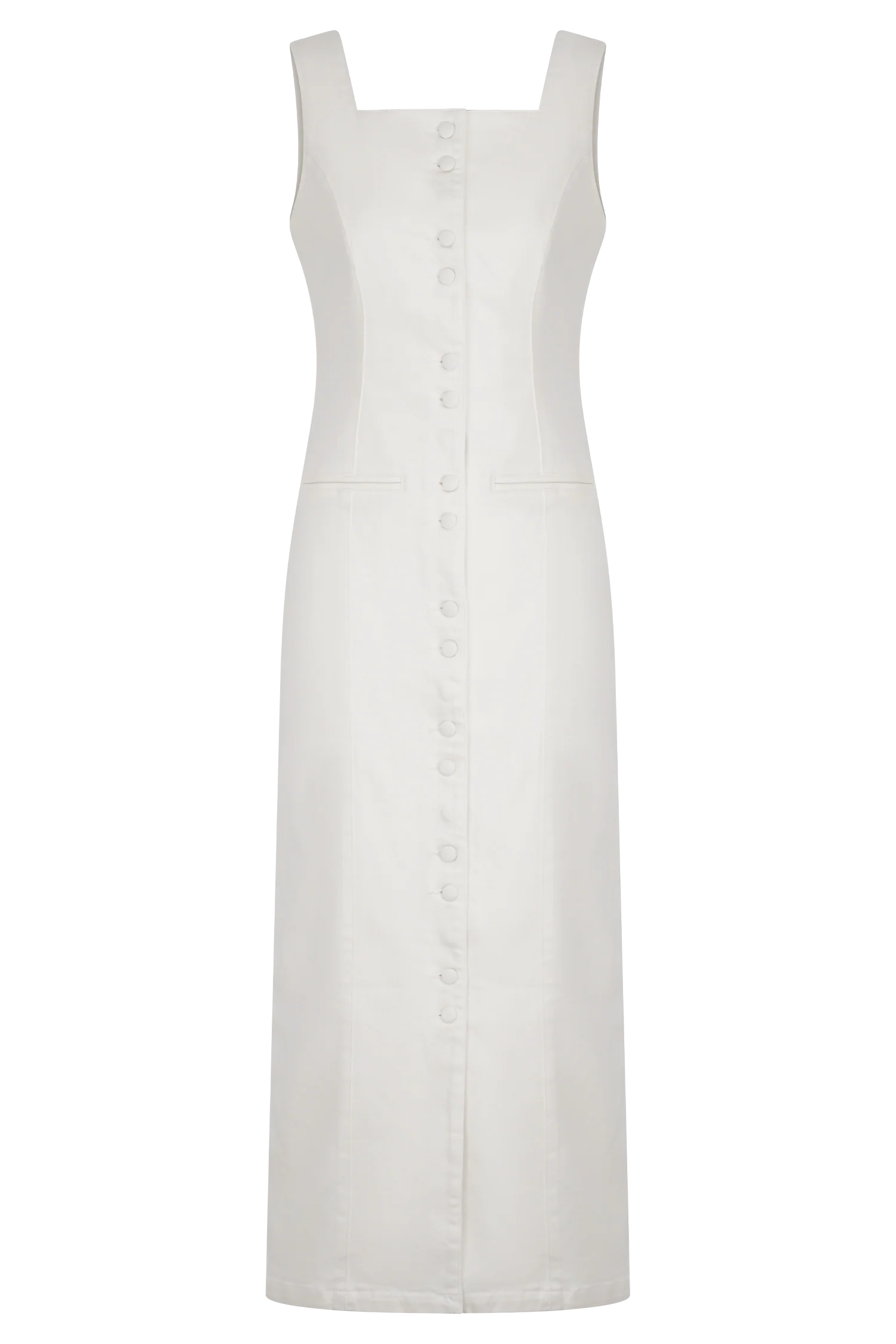 Reyna Denim Midi Dress - White
