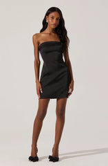 Satin Strapless Mini Dress