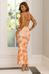 Isle Of Fire Halter Maxi Dress Orange